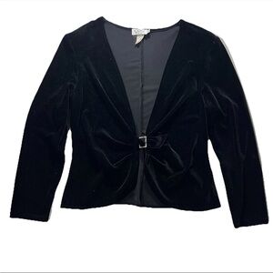Vintage CDC Petites Women’s Velvet Blazer 14 Front Buckle 90s Glam Holiday Party
